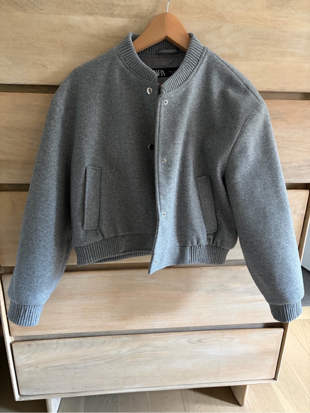 Zara Gray Bomber Jacket